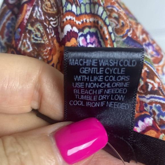 Just Polly New York V-Neck Top Tie Waist Wide Sleeve Multi Color sz XL NWT - Picture 7 of 7